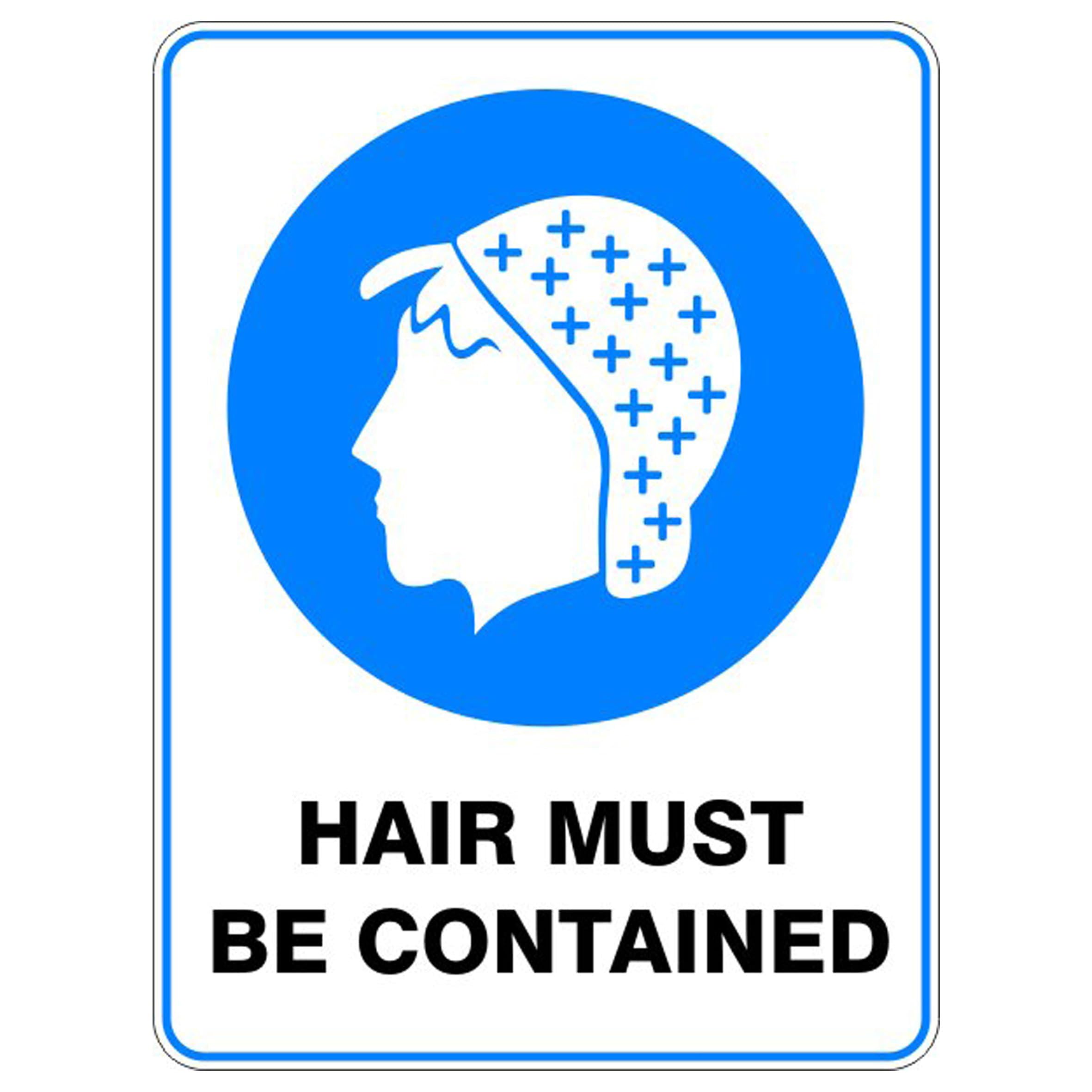 Hair Must Be Contained Mandatory Signs Metal Tin Sign 8 x 12 inch for Industrial & Commercial