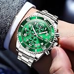 OLEVS Watches for Men Chronograph Luxury Dress Stainless Steel Waterproof Mens Watches Moon Phase Luminous Business Calendar Wrist Watch Blue/Black/Green/Gold/Face