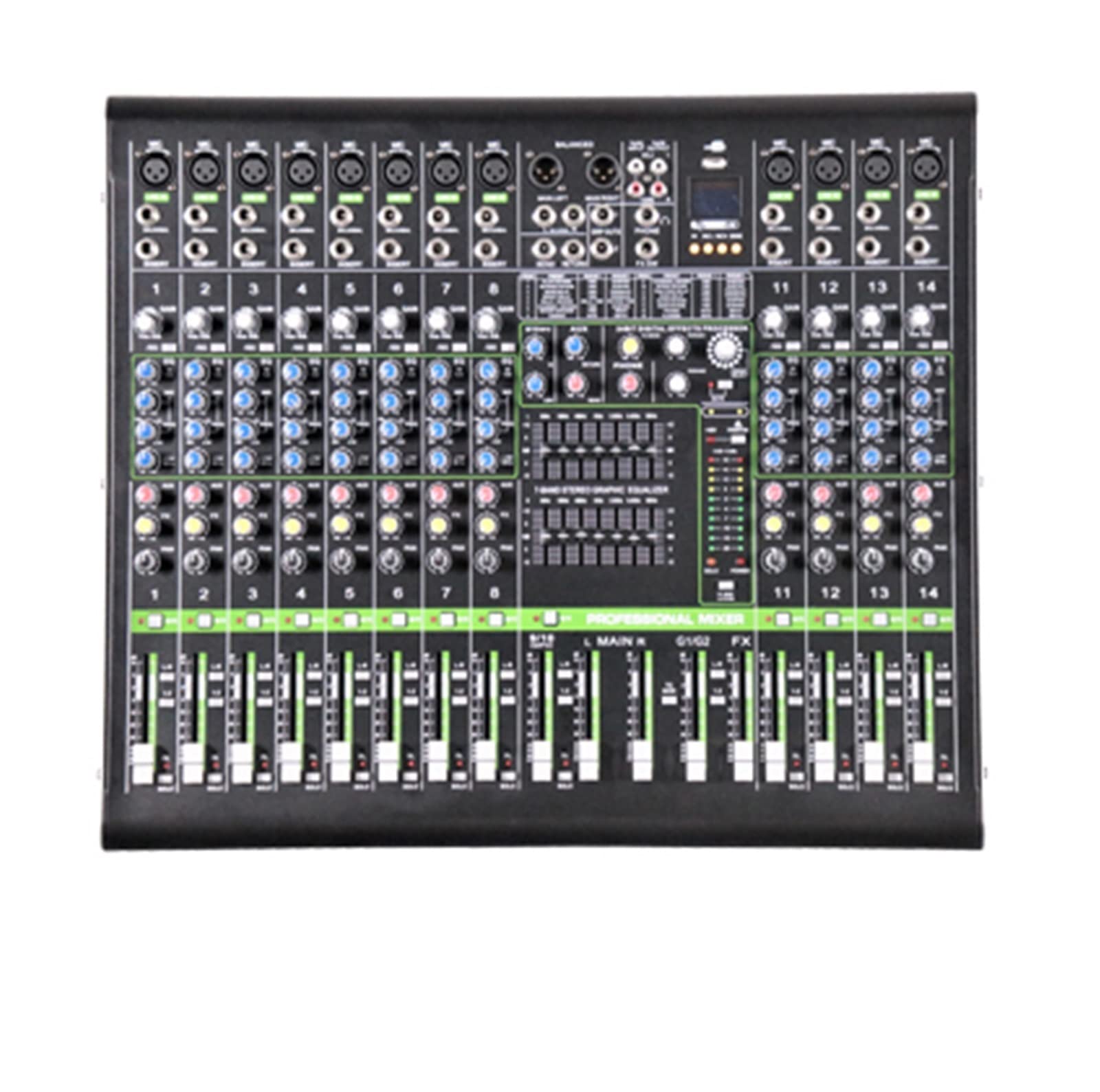 Mikser audio, 12/8-kanałowy 16DSP 7-stopniowy korektor USB Mikser Dj Konsola do nagrywania występów konferencyjnych(12 Channel Mixer)