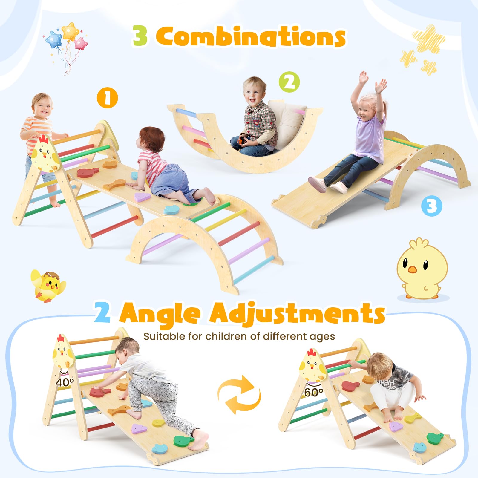 Struttura Di Arrampicata 3 In 1 MAMOI - Arco, Scivolo E Cuscino Per Bambini 1-3 Anni - Foto 2