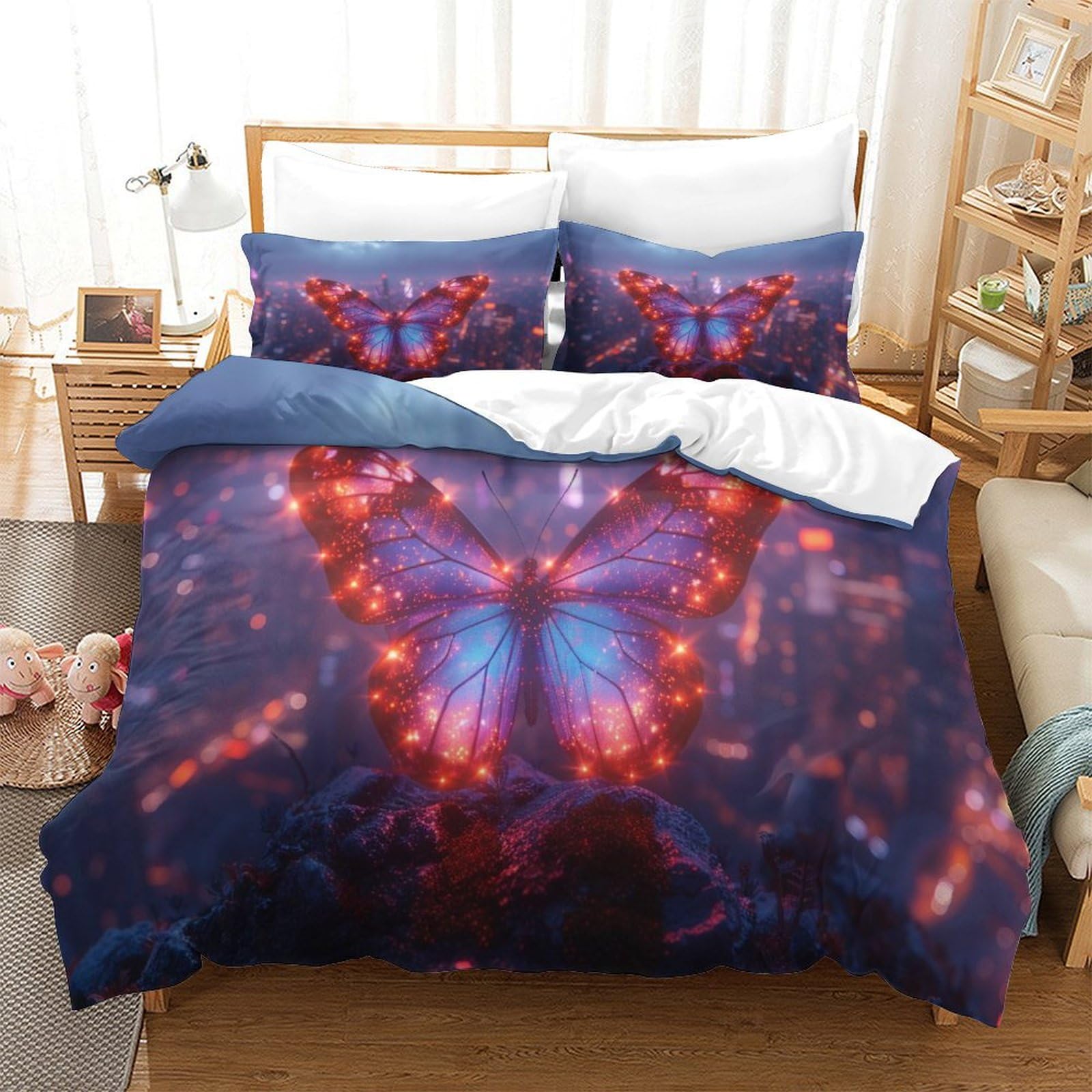 BARDYS Butterfly 3D Print Moths for Teens And Adults Duvet Cover Comforter Covers Quilt Cover Bedding Set with Zipper Closure with Pillow Cases Soft Microfiber 3 Pieces Super King（260x220cm） — image 1