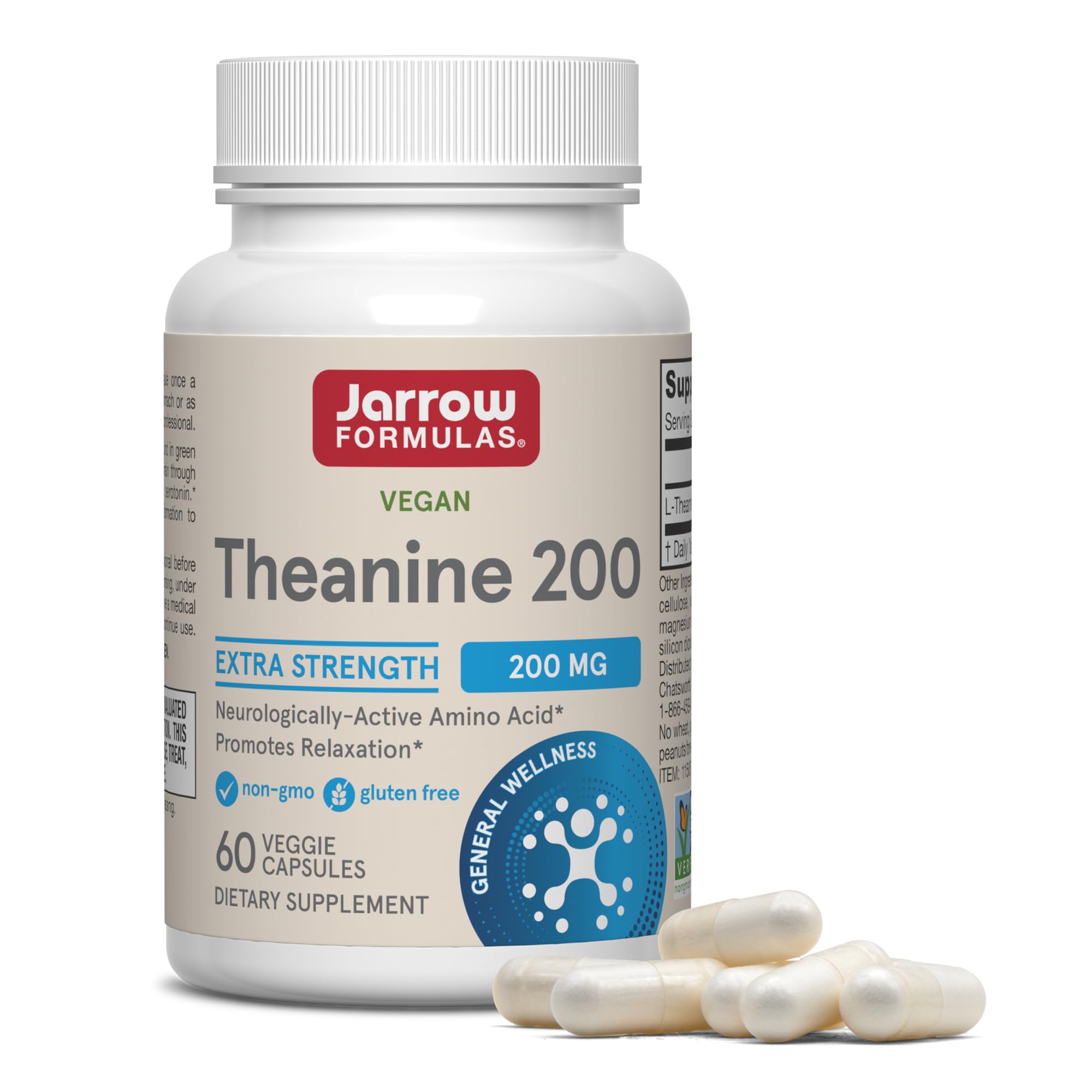 Jarrow Formulas Theanine 200-200 mg - 60 Capsules-image-39