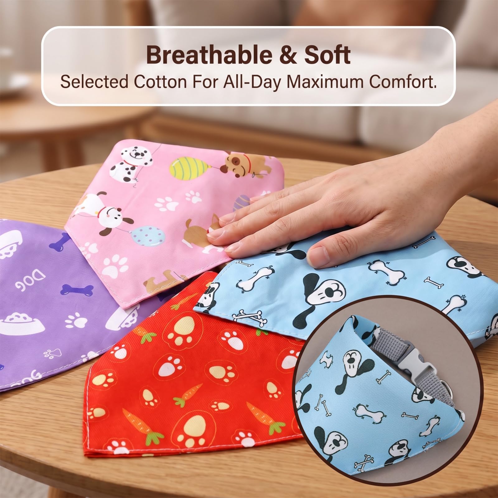 Bandana regolabile per cani, 4 pezzi