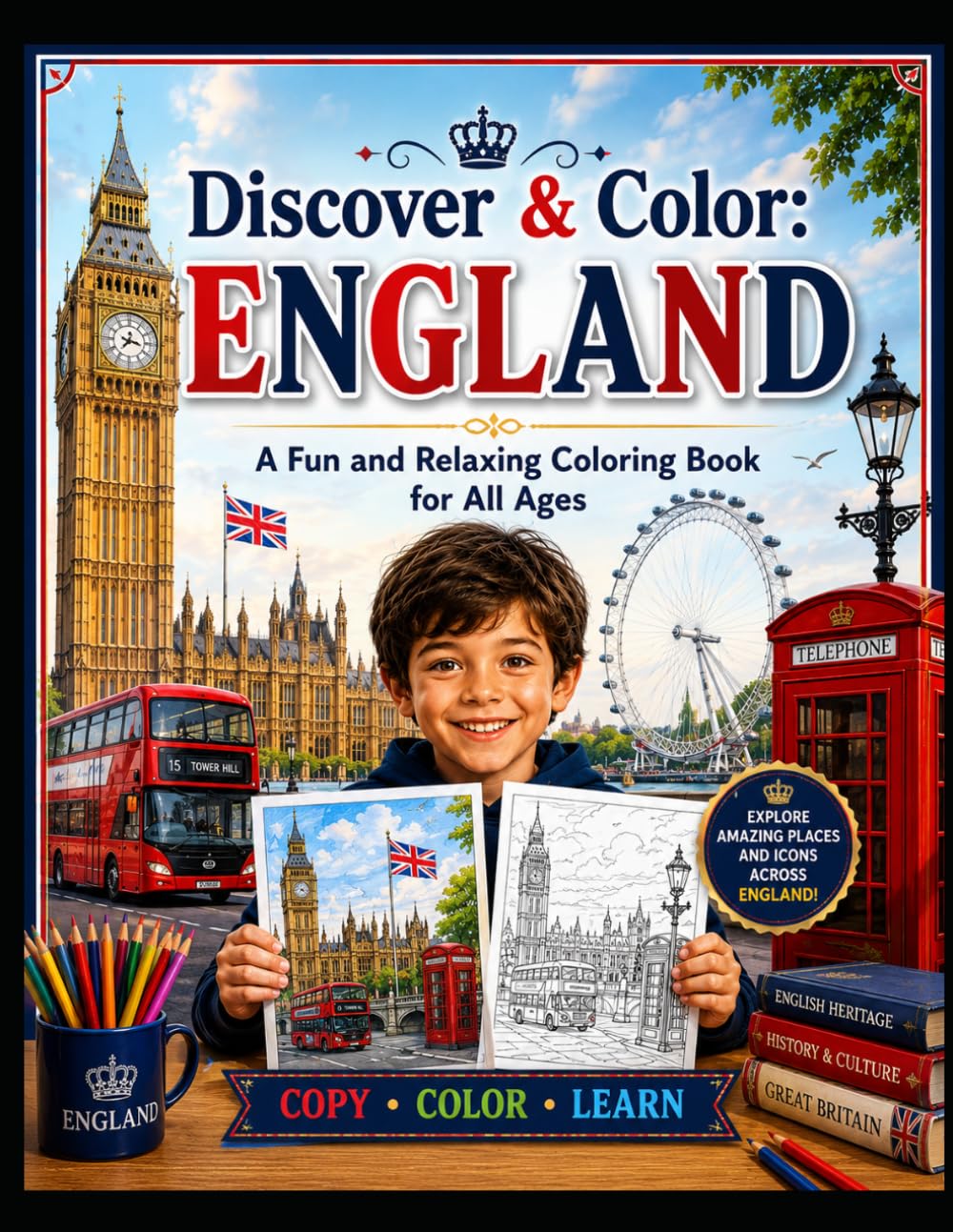 Discover & Color: London: A Fun and Relaxing Coloring Book for All Ages