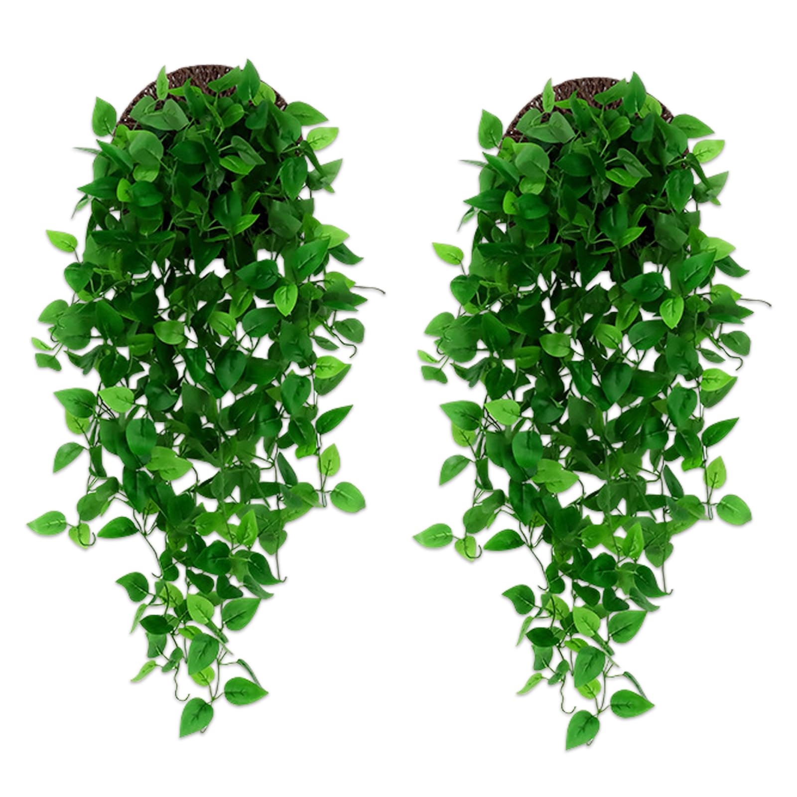 Delphinus Fake Hanging Plants, 2pcs Artificial Hanging Plant, Faux Vine Plants Indoor and Outdoor for Office Home Living Room Bathroom Wall Shelf