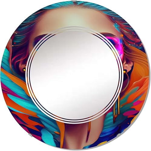 Miniatura 6 de Dynamic Feather Woman Portrait II- Vanity Mirror, Bathroom Mirrors, Wall Mirrors for Living Room, Bedroom - Oval Mirror - Large 20'x30', 24'x36'
