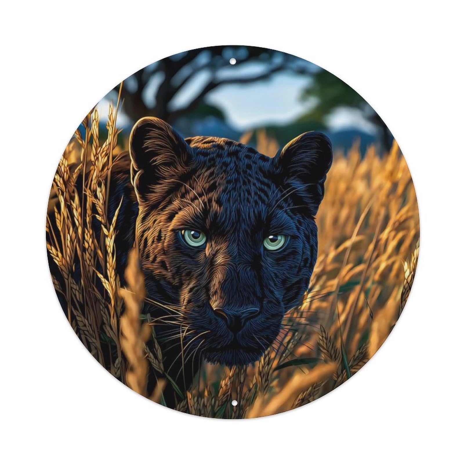 Animal Black Panther African Savanna Wildlife Predator Vintage Metal Tin Sign Plaque Wall Decor for Cafe, Club Bar, Office, Garden Metal Poster 8x8Inch