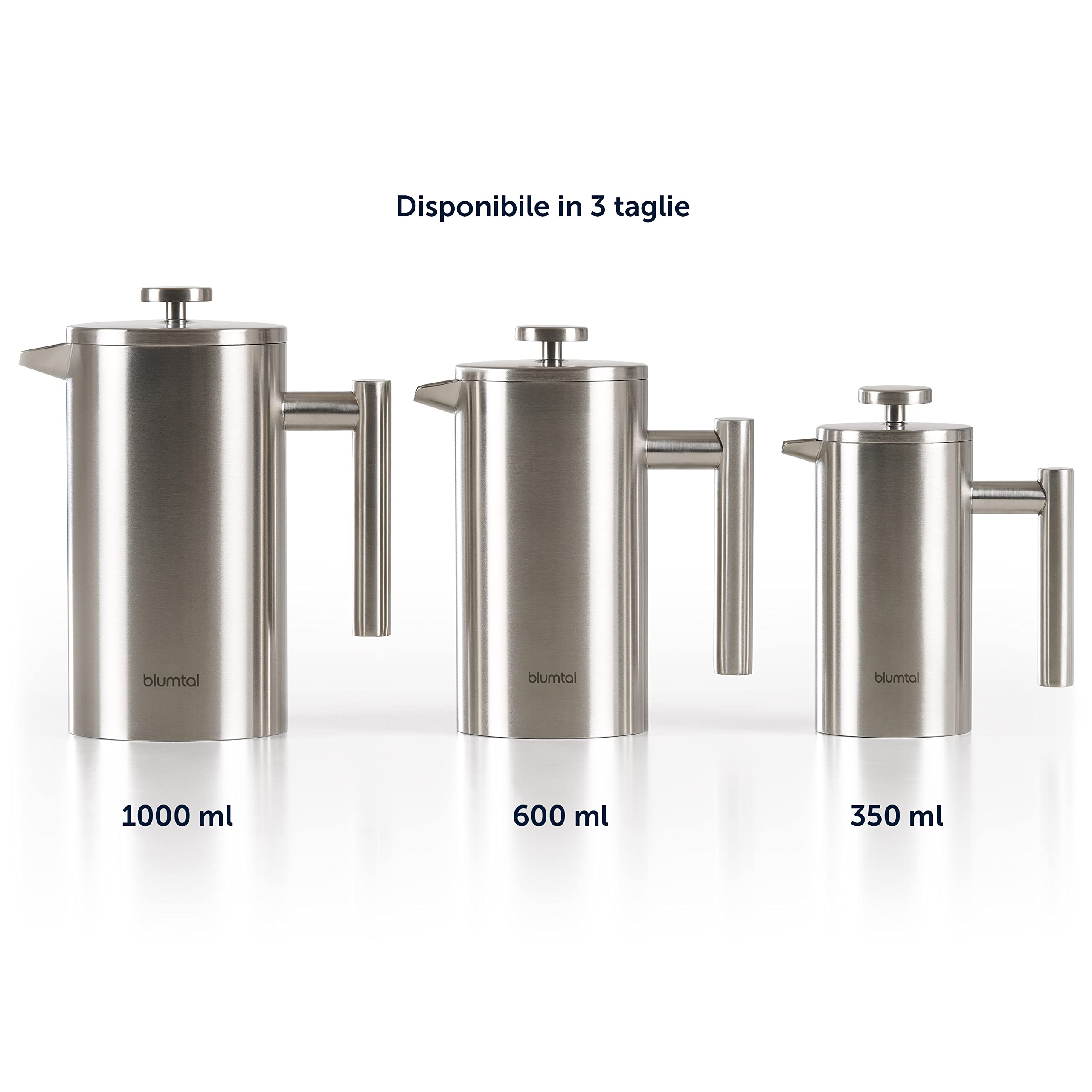 Blumtal French Press Caffe 600ml (3 Tazze), Caffettiera Francese Pressa, Caffettiera con Filtri in Acciaio