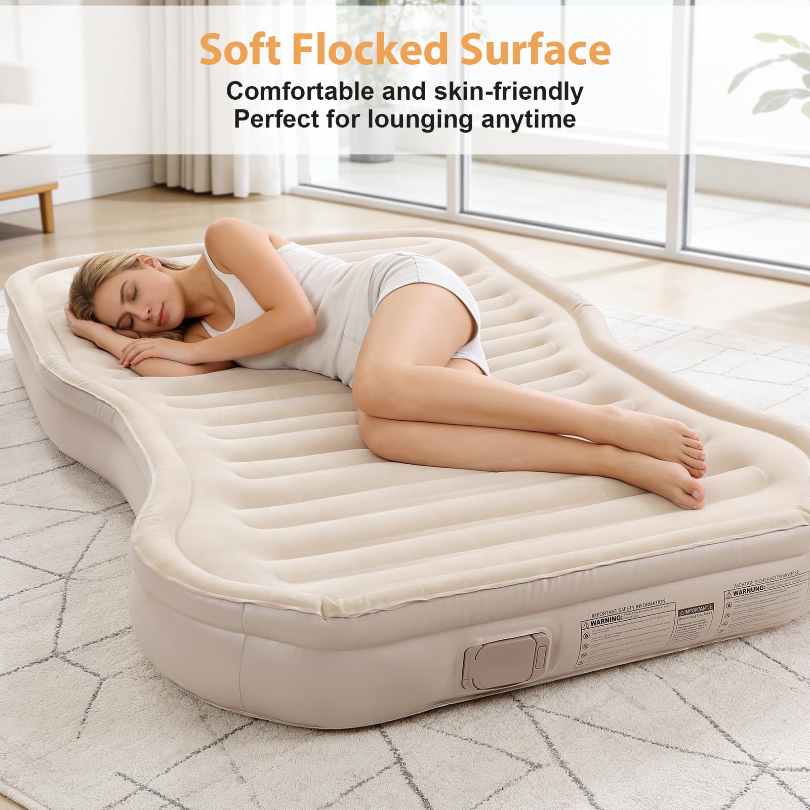 Colchón de aire para SUV con bomba integrada, PVC flocado grueso, inflado rápido 90s, cama portátil para camping