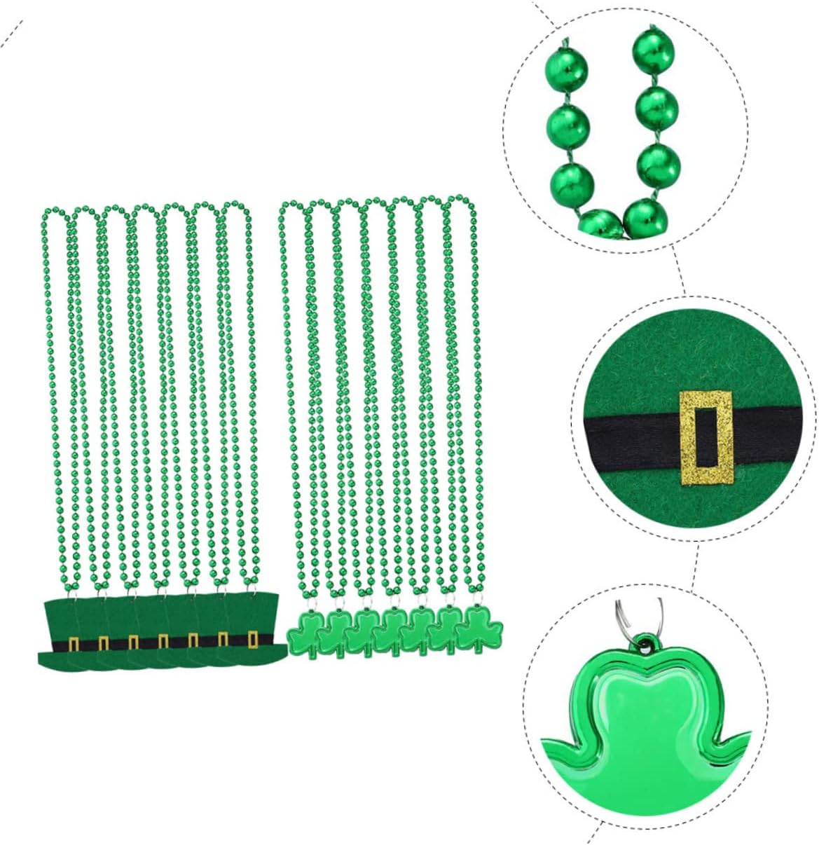 14Pcs Patrick's Day Decorative Necklaces with Shamrock Hat Design Festival Accessories for Celebrations