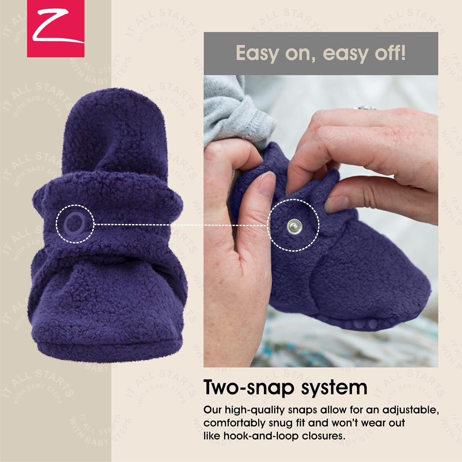 Zutano Unisex Fleece Baby Booties with Organic Cotton Lining, Newborn Essentials - Image 2