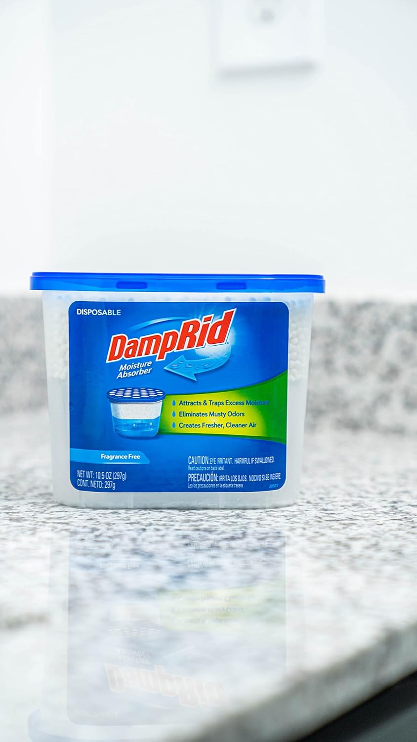 DampRid Fresh Scent Disposable Moisture Absorber, 10.5 oz., 3 Pack - Attracts & Traps Excess Moisture, Eliminates Musty Odors, Creates Fresher, Cleaner Air, White