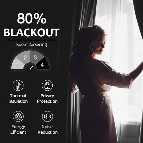 Miniatura 3 de Cortinas opacas con aislamiento térmico gris de 84 pulgadas de largo, pestaña trasera y bolsillo para barra, oscurecimiento de la habitación,