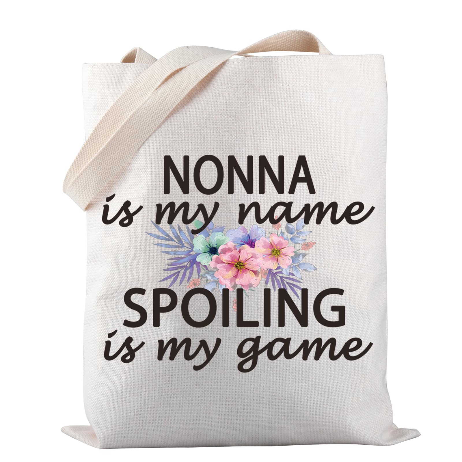 PWHAOO Grandma Nonna Gift Nonna Is My Name Spoiling Is My Game Tote Bag Canvas Best Nonna Ever Shopping Bag