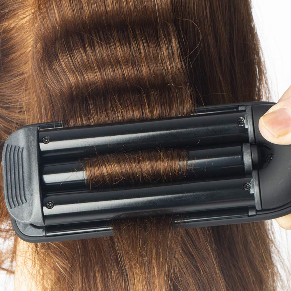 Upgrade -Triplo Ferro Ondulante in Ceramica e Titanio - Piastra Newave Professionale Onde Medie - Styling per Capelli Mossi e Ondulati