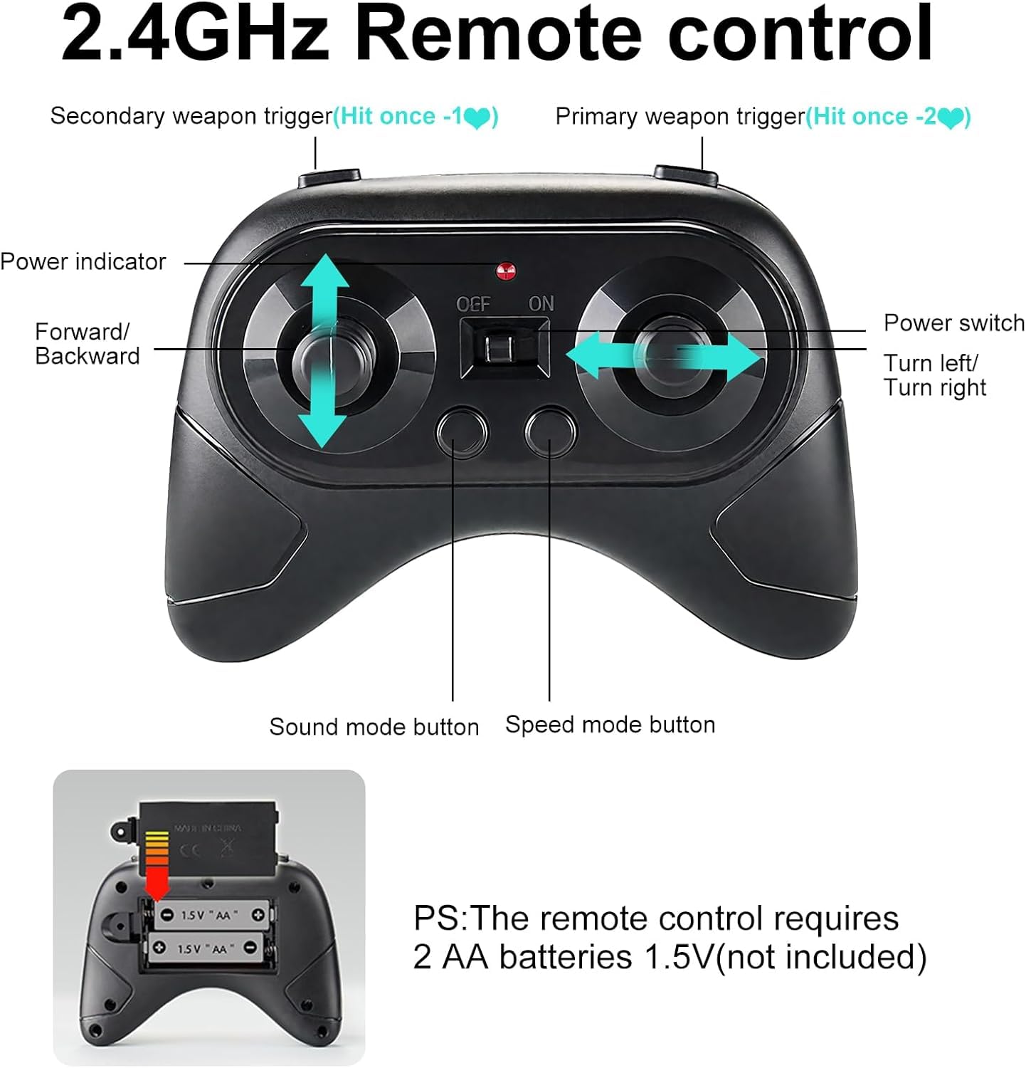 2 Piezas Teledirigido Tanques de Combate, Muñeca Eyección Coche Juguete | 2.4 GHZ Control Remoto de Infrarrojo Tanques Combate con Luz Led y Música, RC Batalla Carro Cisterna para 6+ Años Niños/Niñas