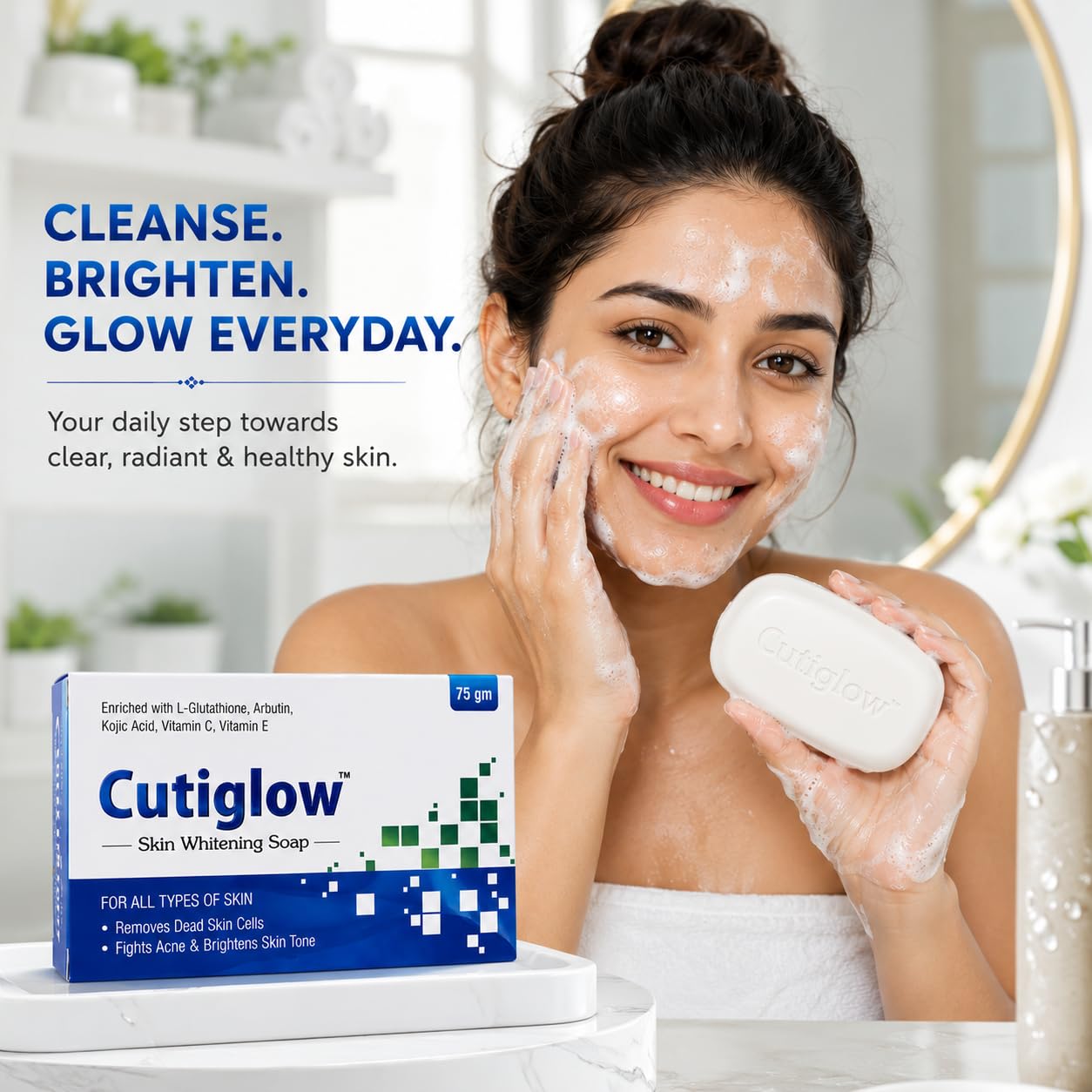 Buy Cutiglow Skin Whitening Soap with L-Glutathione, Arbutin, Kojic Acid, Vitamin C & E, 75 gm, Pack of 2 Online at Low Prices in India - Amazon.in Buy Cutiglow Skin Whitening Soap with L-Glutathione, Arbutin, Kojic Acid, Vitamin C & E, 75 gm, Pack of 2 Online at Low Prices in India - Amazon.in