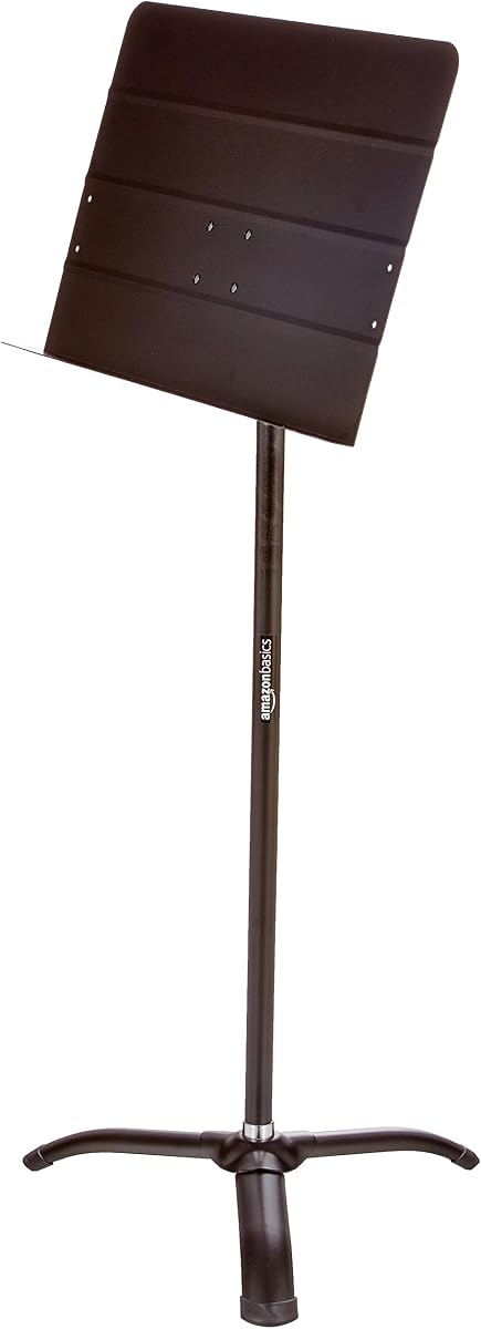 Atril portátil para partituras de altura ajustable, metal resistente, negro