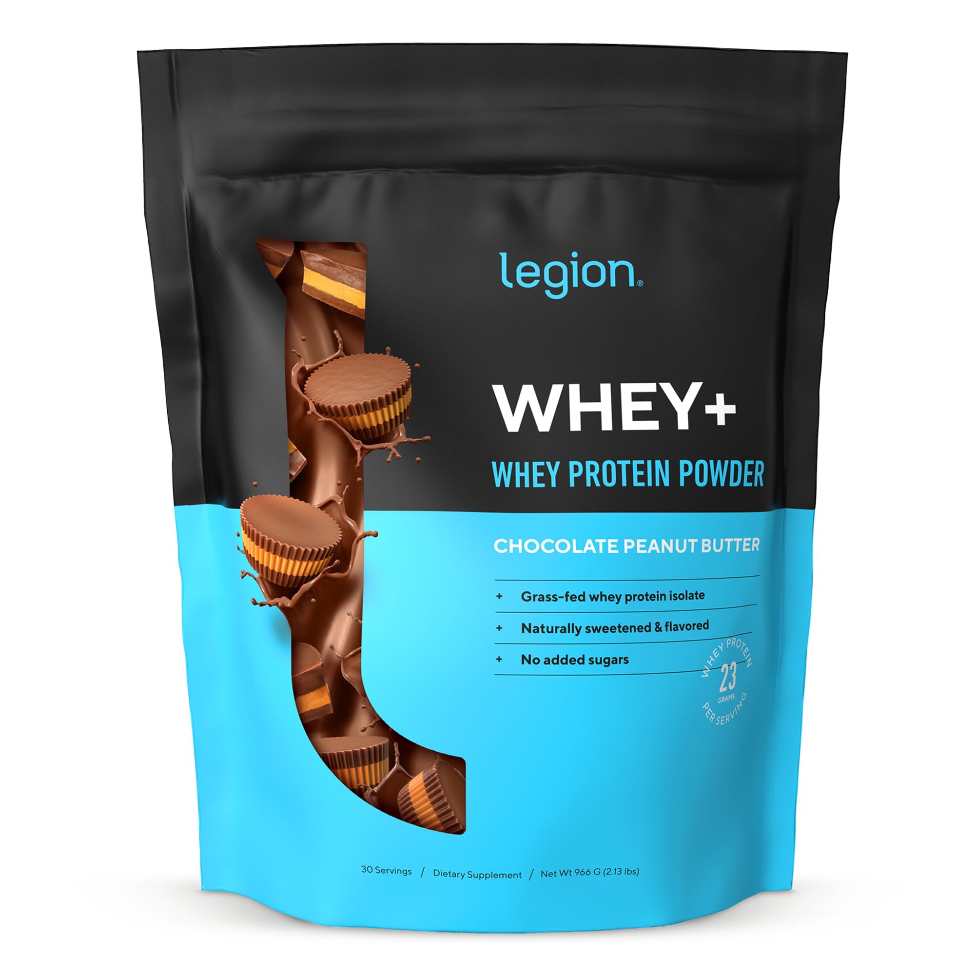 LEGION Whey+ Protein Whey Isolate from Grass Fed Cows - Whey Protein Isolate Powder Low Calorie, Non-GMO, Sugar Free, Lactose and Gluten Free, All Natural Protein Powder for Men & Women (30 Servings)