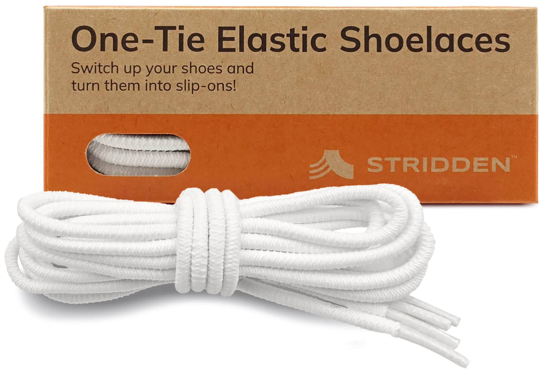 STRIDDEN 1 Pair One-Tie Elastic Round Shoelaces for Sneakers Boots, Eco-Positive Stretch Lace Turns Shoes Into Slip-Ons/NoTie