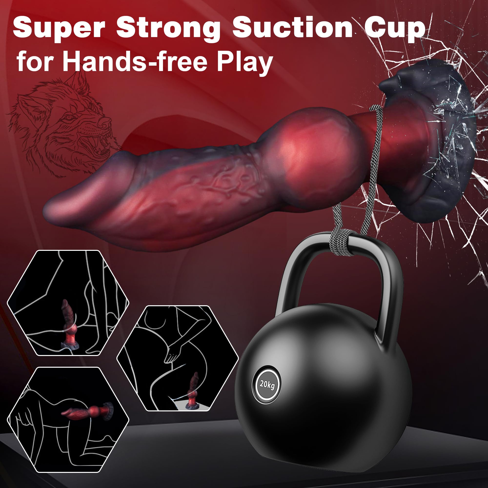 Leyuto Monster Dildo Dog Knot Dildo, Realistic Dragon Fantasy Dildos Knotted with Strong Suction Cup, Alien Animal Silicone Large Anal Dildos for G Spot Prostate, Adult Sex Toys for Women Men Gay