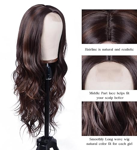 Miniatura 42 de Peluca larga rubia sucia para mujer, parte media, color rubio ceniza, rizada, ondulada, resistente al calor, pelo sintético de aspecto natural