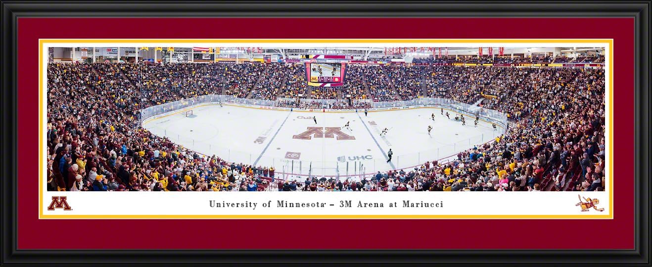 Minnesota Gophers Hockey - 44x18-inch Double Mat, Deluxe Framed Picture by Blakeway Panoramas