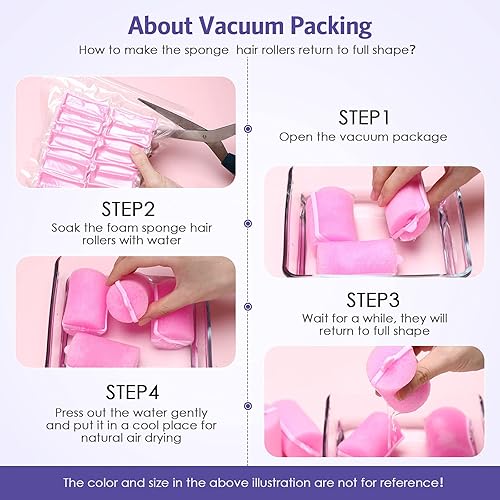 Miniatura 3 de 12 rodillos de esponja de espuma, 1.89 pulgadas1.9 in, rizador de pelo suave para dormir, rizador de esponja flexible y peine de cola de rata de