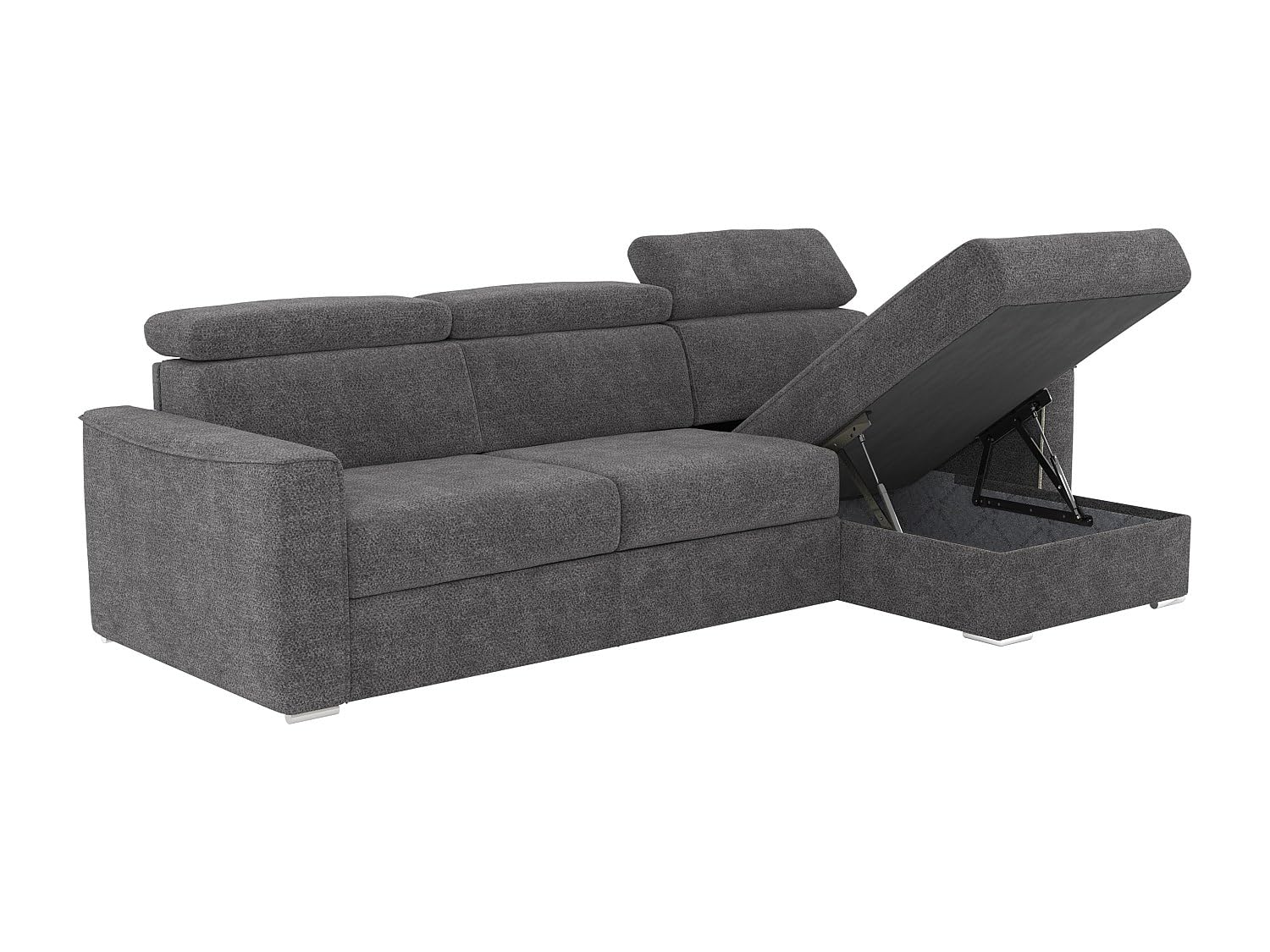 Vente-unique-Sof· esquinero Reversible Convertible Express en Tela Chenille Gris Antracita - Cama 160 cm - ColchÛn de 18 cm Vizir