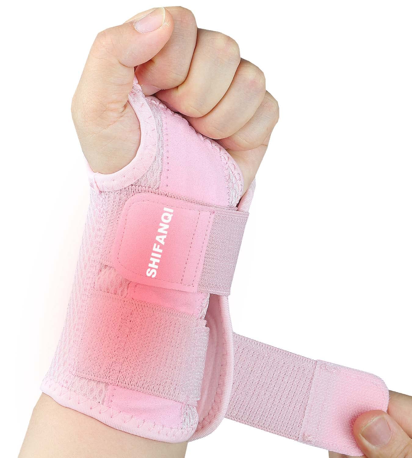 Compression Wrist Brace for Men and Women, Recovery Night Wrist Sleep Support Brace - Adjustable Support Splint for Wrist Pain, Carpal Tunnel, Arthritis, Tendonitis (Pink, Left Hand, Large/X-Large)