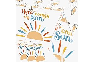 3Pcs Here Comes The Son Baby Shower Decorations, Tablecloths, Boho Sun Party Table Cloth