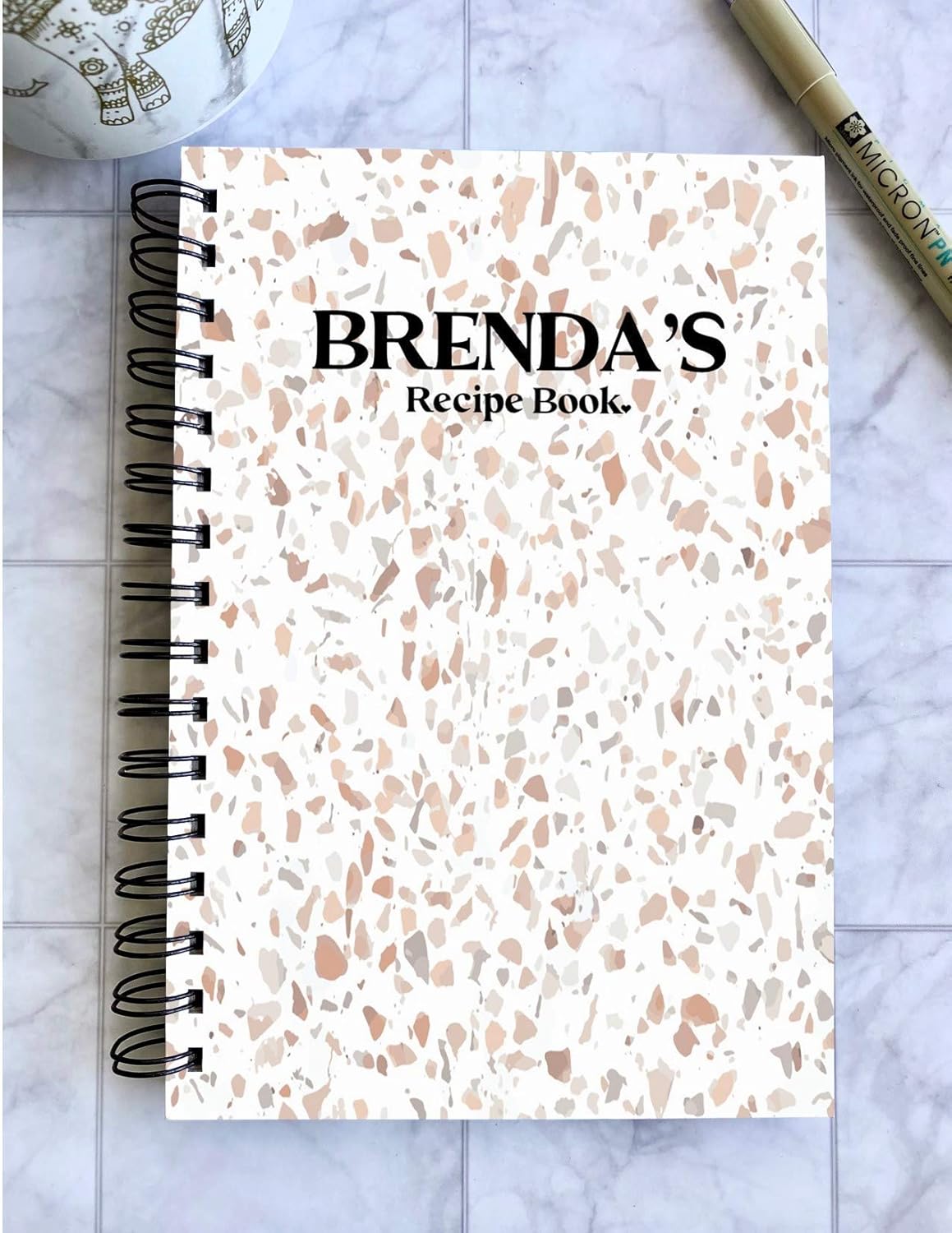 Mosaic Tile Recipe Book - Personalized Hardcover Spiral Bound Recipe Journal