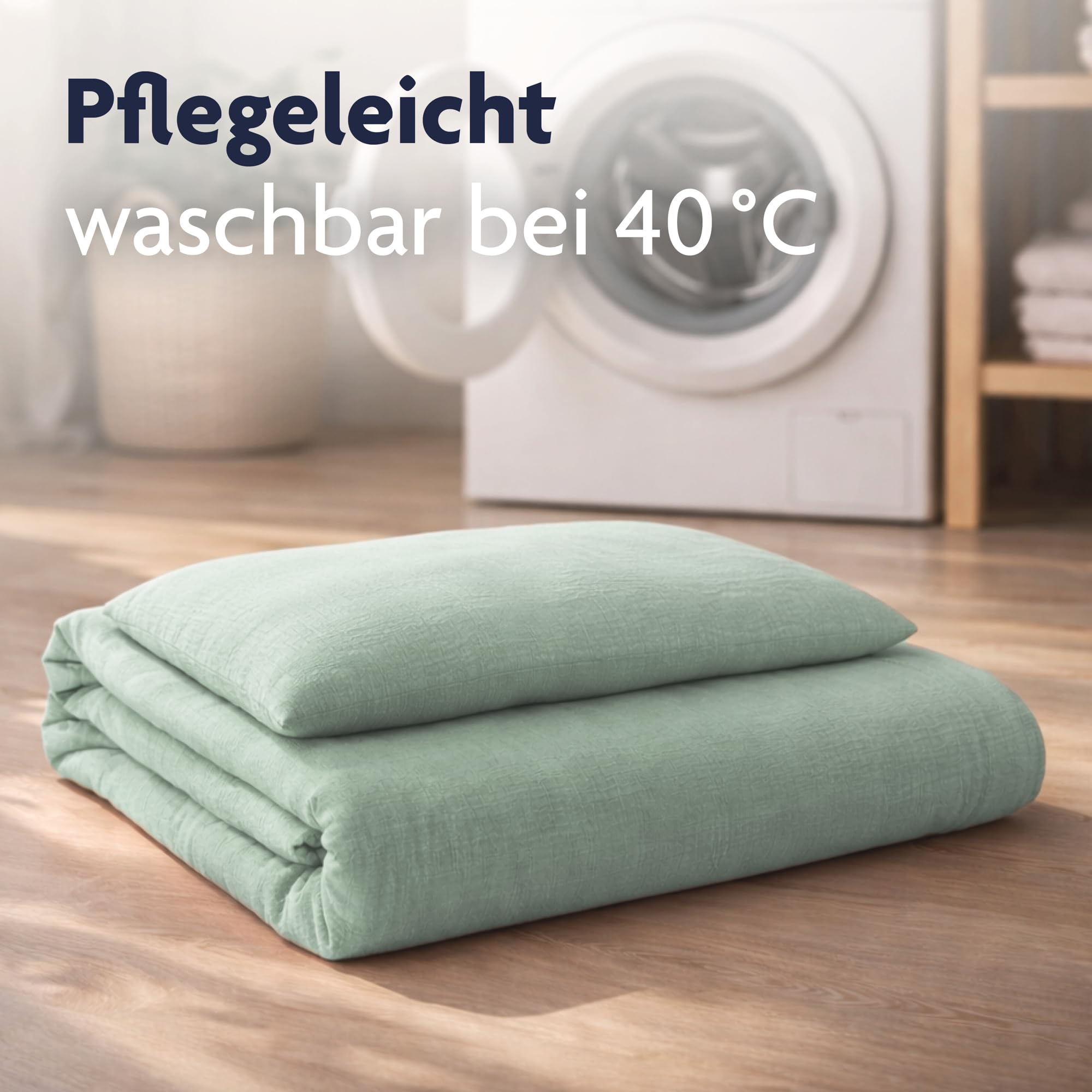 Julius Zöllner Musselin Kinderbettwäsche 100x135 + 40x60 cm | 2-teiliges Set aus Deckenbezug und Kissenbezug aus 100% Baumwollmusselin | Oeko-TEX Standard 100 | grün