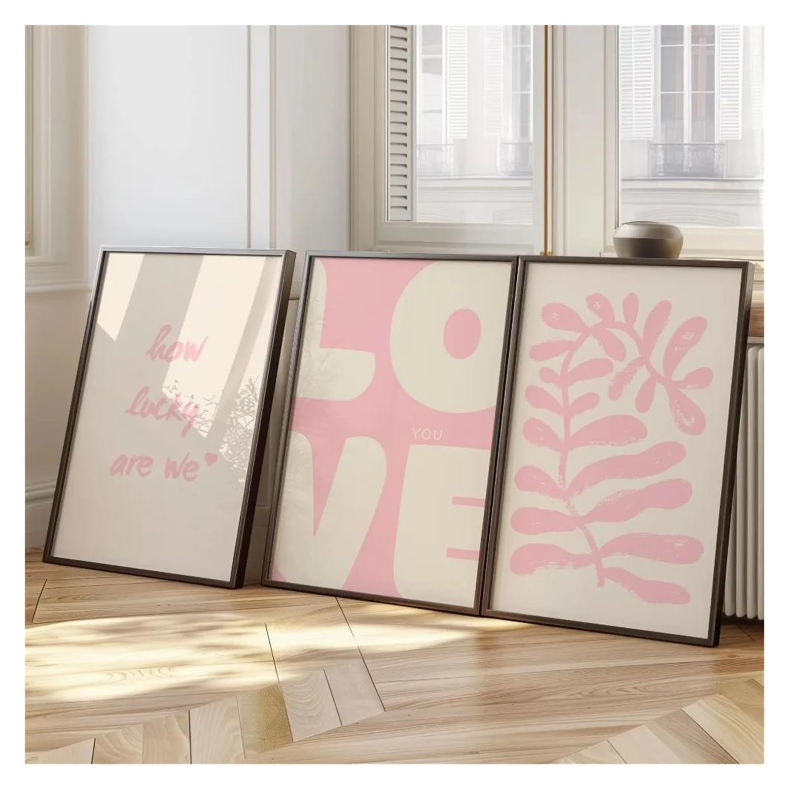 Byambd C Aestheti Pictures 3Pcs Frameless Sage Plants And Love Quotes Posters Prints Neutral Bohemian Anvas Painting Bedroom Home Wall Art Decor(,30X40cm)