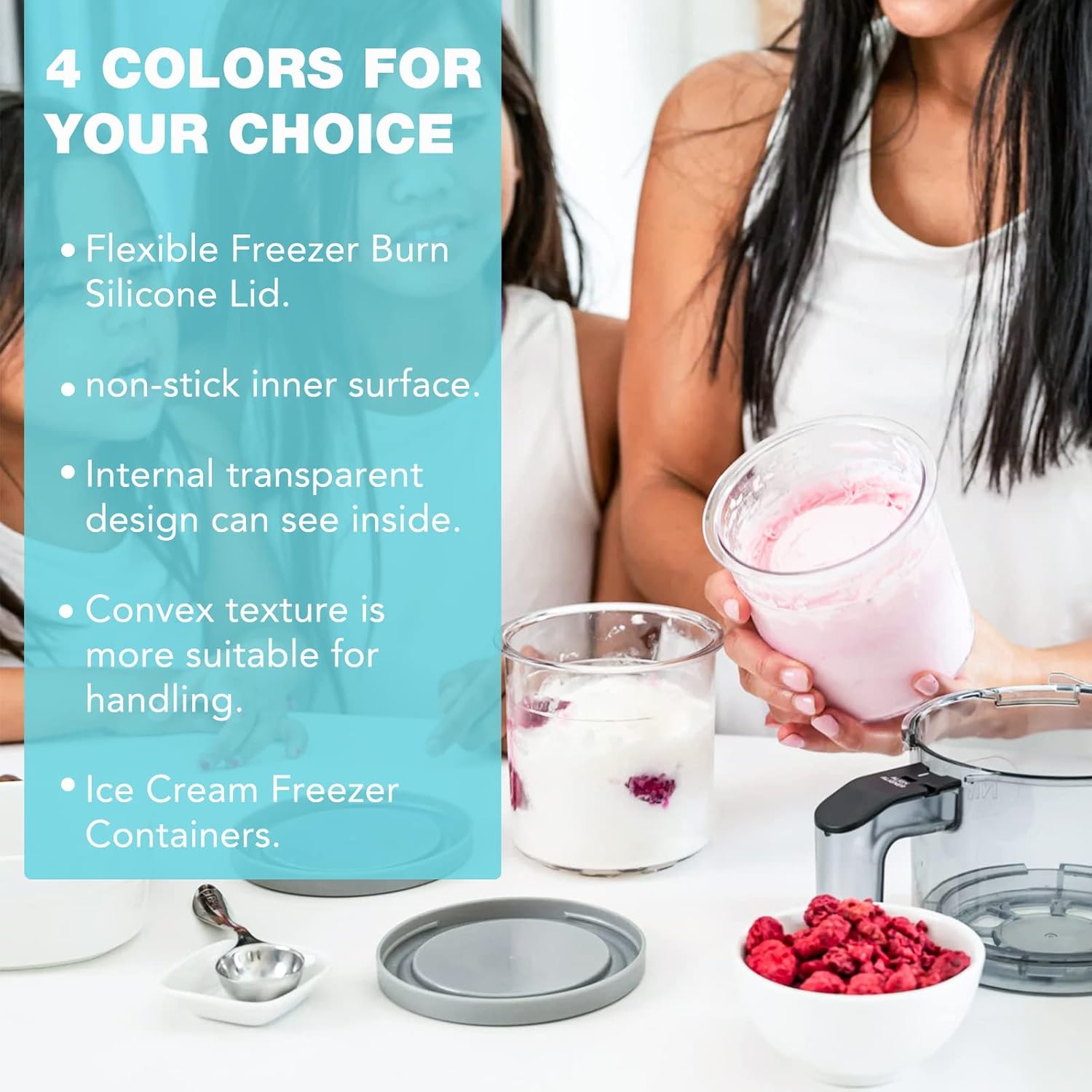 LP 4 Pcs Ice Cream Pints Containers and Lids, 16oz Cups Compatible with NC301 NC300 NC299AMZ Series Creami Makers, Homemade Ice Cream, BPA-Free, Dishwasher Safe