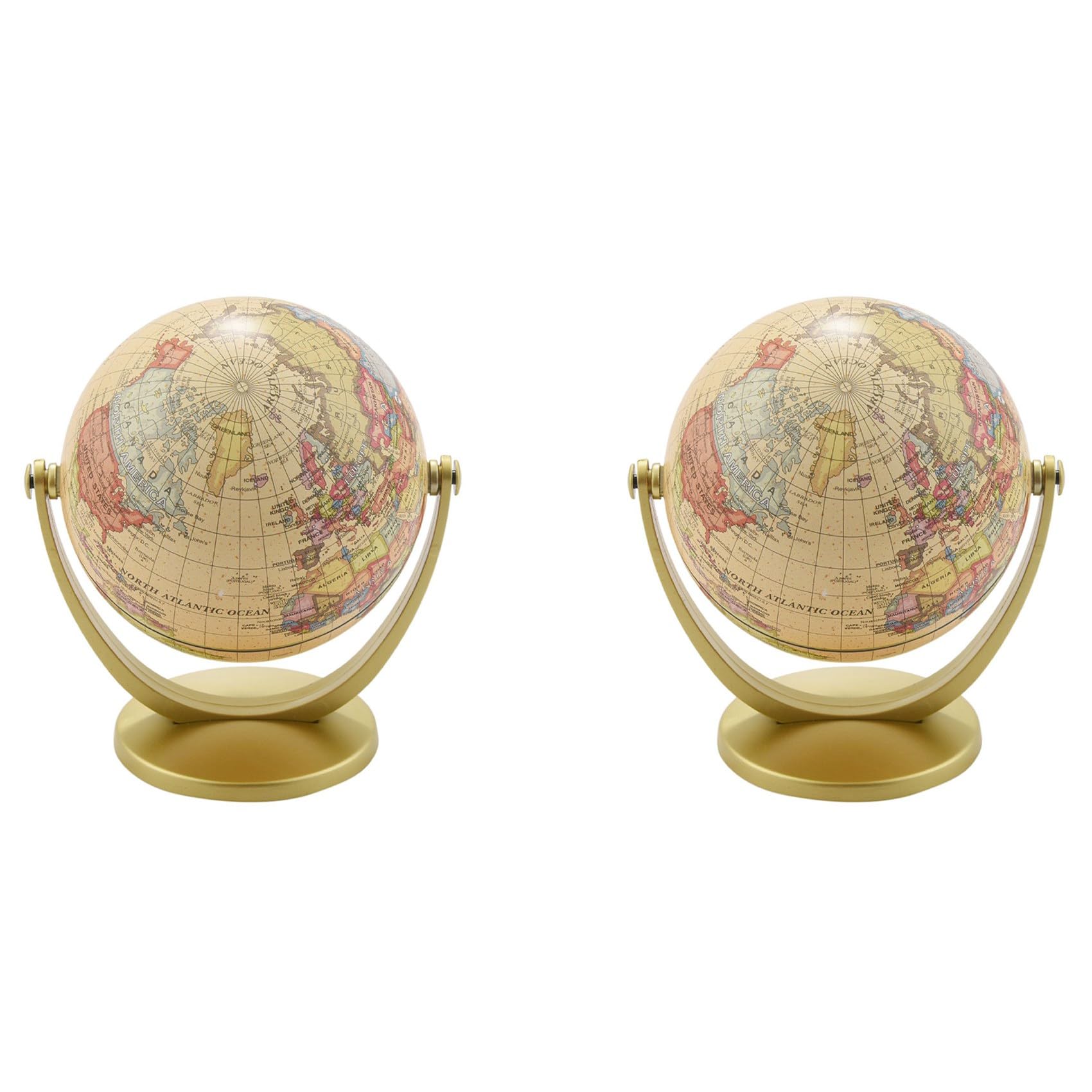 Hndhbfgrt 2X Retro Rotating World Globe Earth Antique Home Desktop Decor Geography Educational Learning Map School Supplies