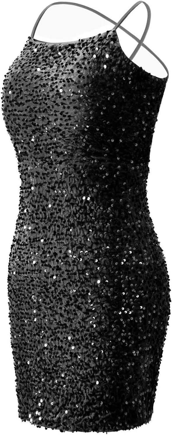 Women's Sequin Homecoming Dresses for Teens Sparkly Corset Spaghetti Strap Tight Short Prom Dress - Image 8