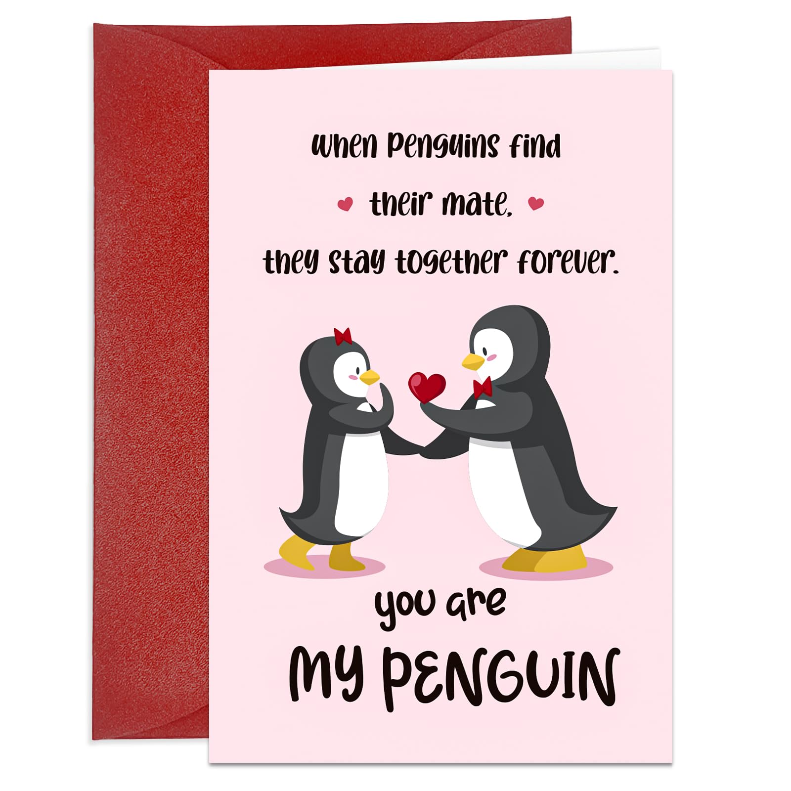 HEYINSHEN Romantic Valentine's Day Cards Valentine's Day Greeting Cards with Envelope Valentines Card for Wife Husband You Are My Penguin Anniversary