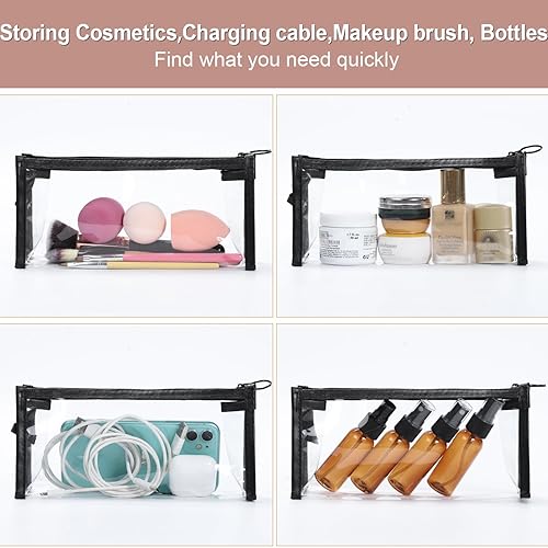 Miniatura 6 de Etercycle Bolsa de aseo aprobada por la TSA, bolsas transparentes con cremallera para viajar, bolsas de maquillaje transparentes Samll bolsa de