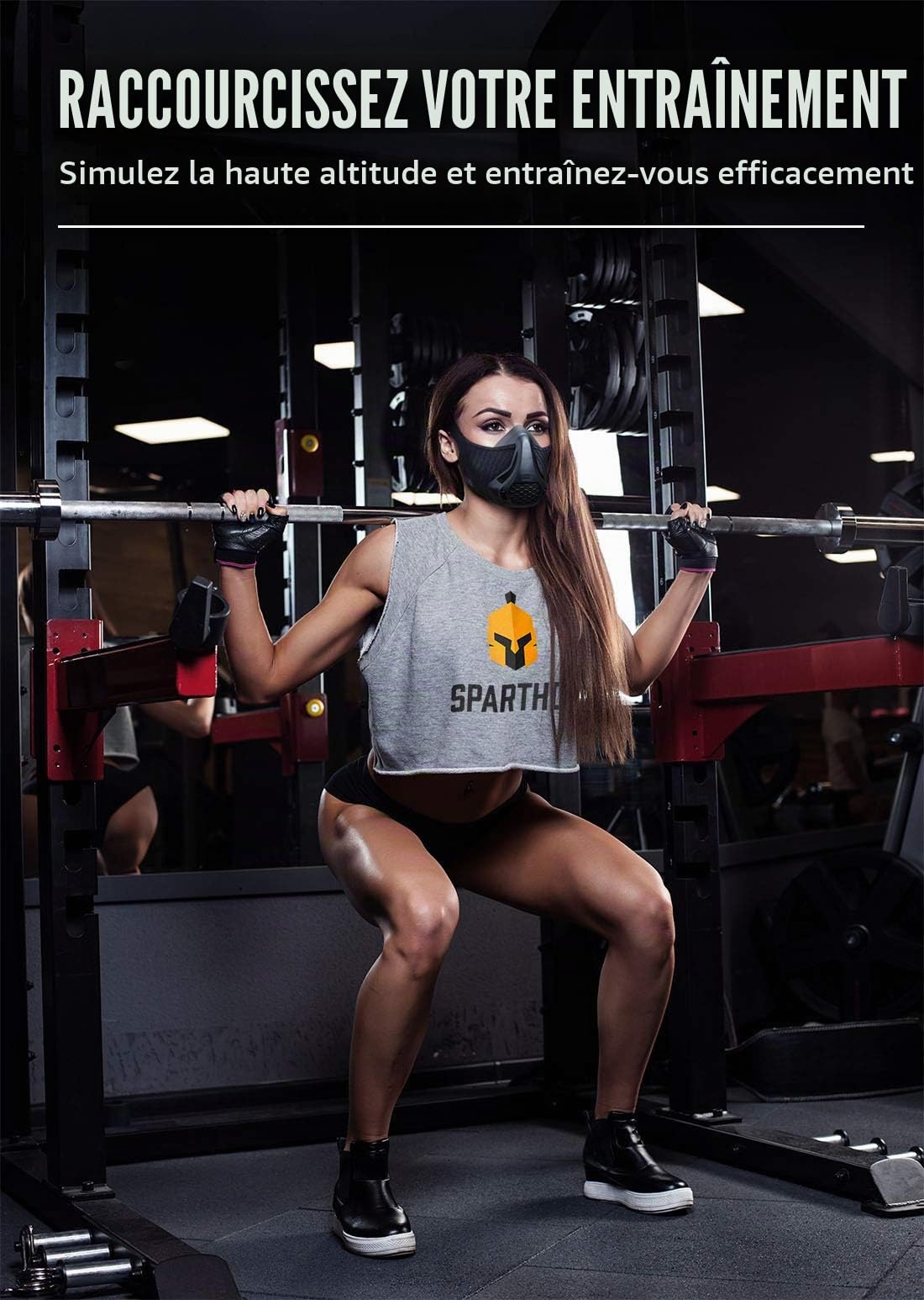 Sparthos Masque de haute altitude, simule les hautes altitudes, pour salle de sport, cardio, fitness, course à pied, endurance et entraînement HIIT, 16 niveaux de respiration