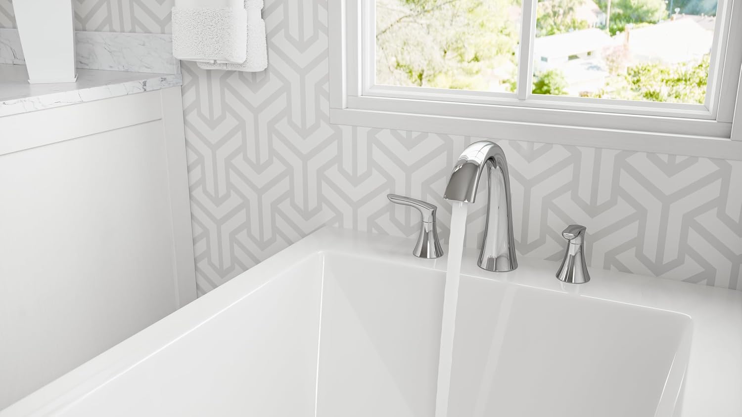 Pfister Weller Roman Tub Trim, Valve Not Included, 2-Handle, 3-Hole Install, Polished Chrome Finish, RT65WRC