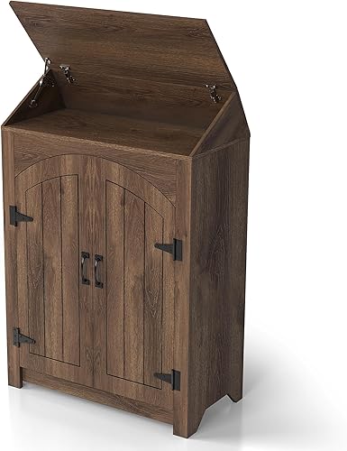 Miniatura 8 de 247 Shop at Home Amos - Armario de almacenamiento de madera de transición de 2 puertas de 32 pulgadas con estante superior abatible para entrada,