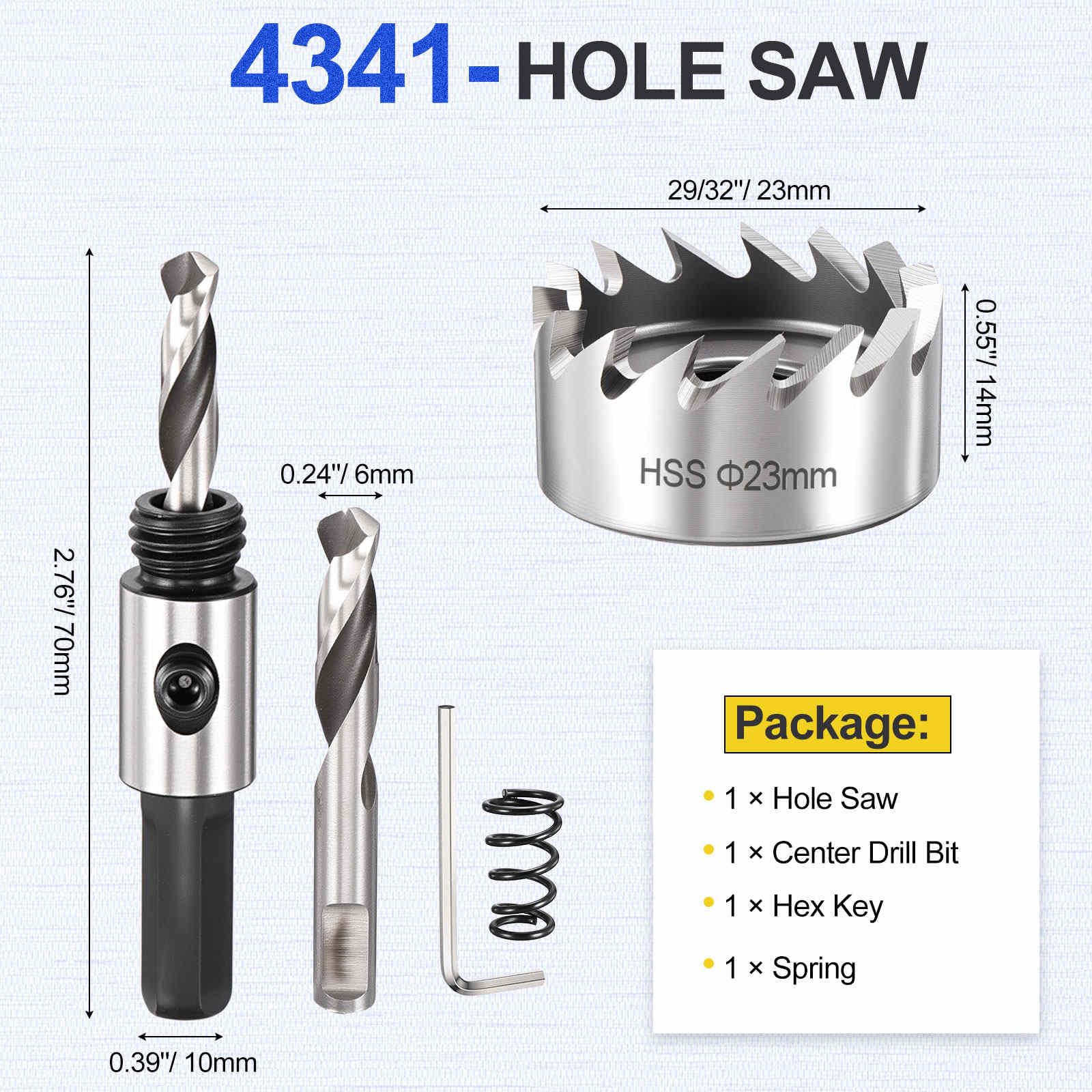DTGN 29/32" Hole Saw 4341 High Speed Steel - 23mm Hole Cutter - Good for Thin Metal/PVC/Acrylic/Plastic/Wood Board - Silver - Image 2