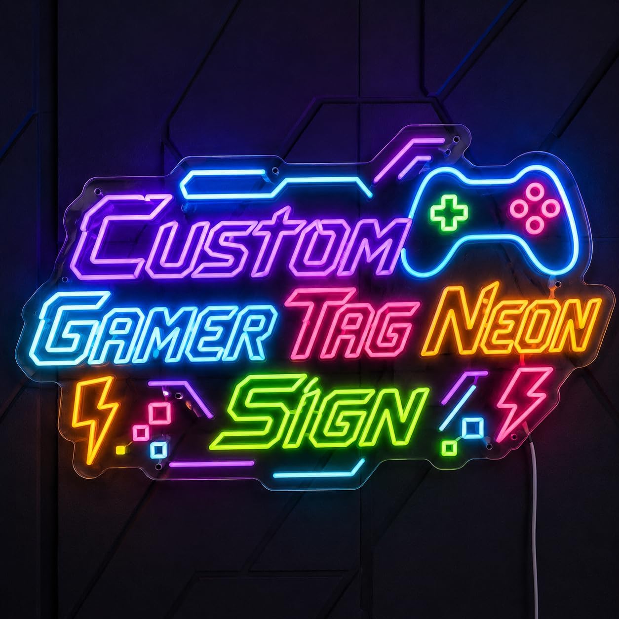 Custom Gamer Tag Neon Sign, Personalized Gaming Room Wall Decor