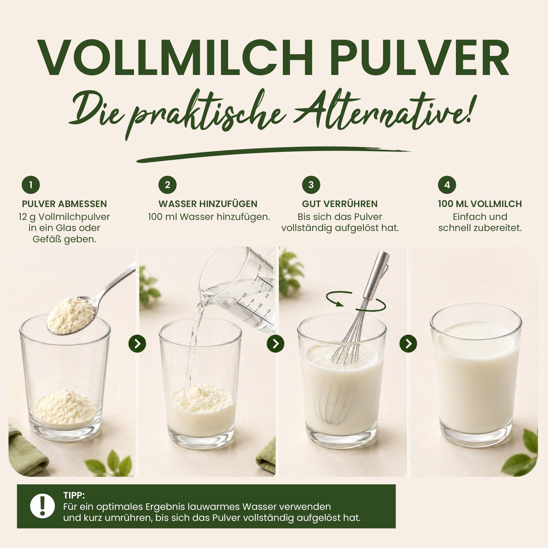 Vollmilchpulver 10 kg | 26% Fett | Trockenmilch sprühgetrocknet | Milchpulver Vollmilch | Ideal für Reisen & Notfallreserve