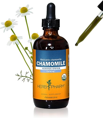 Herb Pharm Extracto líquido de manzanilla orgánico certificado para calmar el apoyo del sistema nervioso, 4 onzas