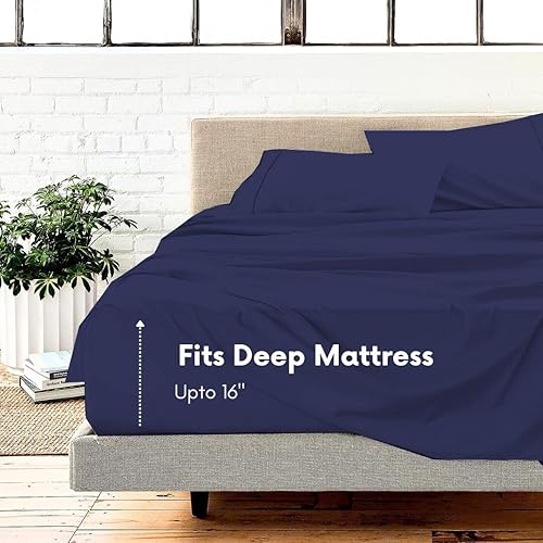 Miniatura 6 de Sábanas de algodón egipcio de 1000 hilos, tamaño individual XL, 4 piezas, 100% algodón de 18 pulgadas de profundidad, bolsillo profundo, juego de