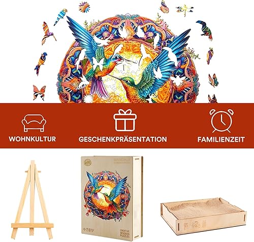 Miniatura 5 de Rompecabezas de madera para adultos, rompecabezas de madera de colibrí, rompecabezas únicos con forma de animal, regalos de Navidad de Acción de