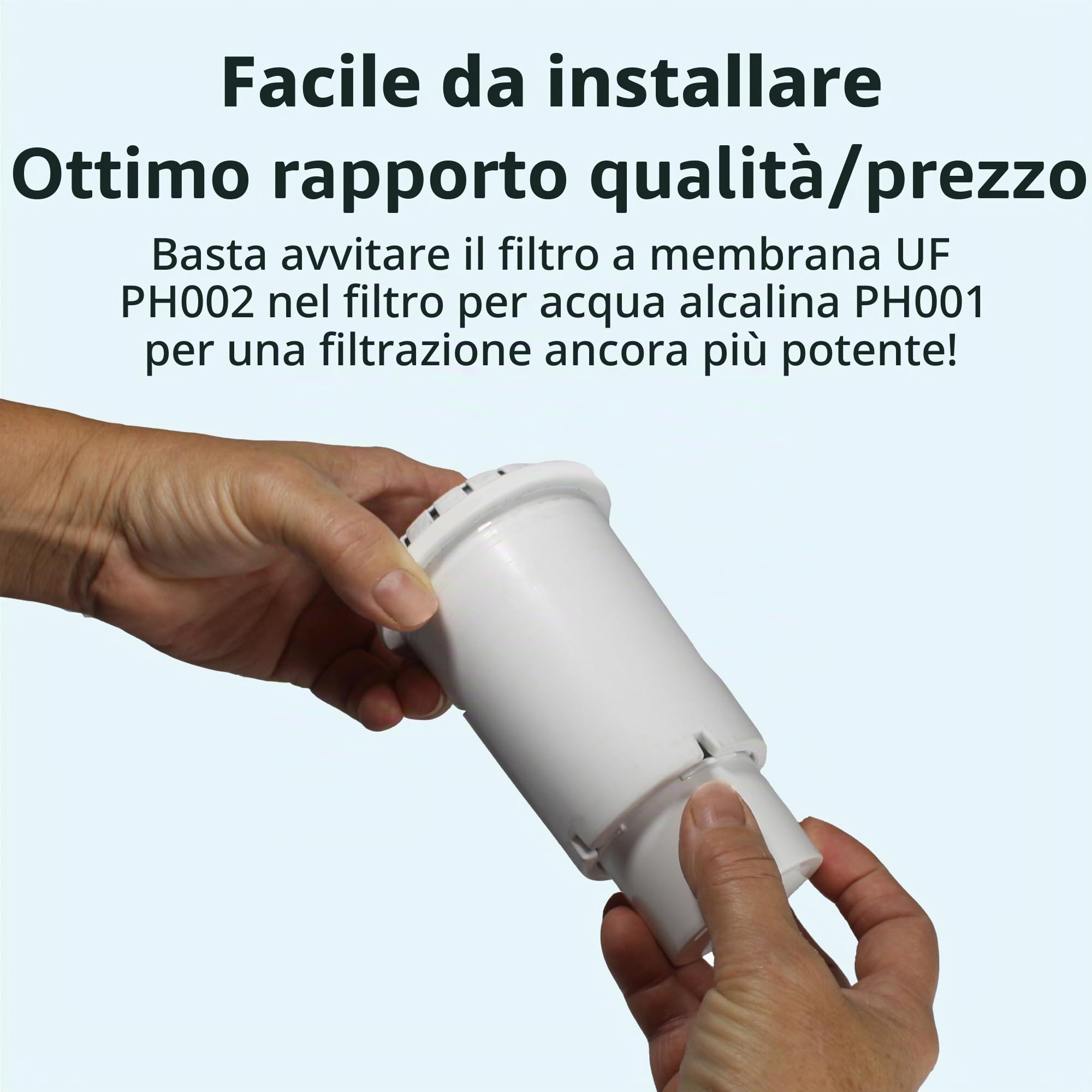 Invigorated Water PH001 - Confezione da 3 filtri alcalini per acqua più PH002 Filtro alcalino a membrana UF - Filtro dell'acqua di ricambio alcalino per caraffa filtrante alcalina - Dura 264 galloni