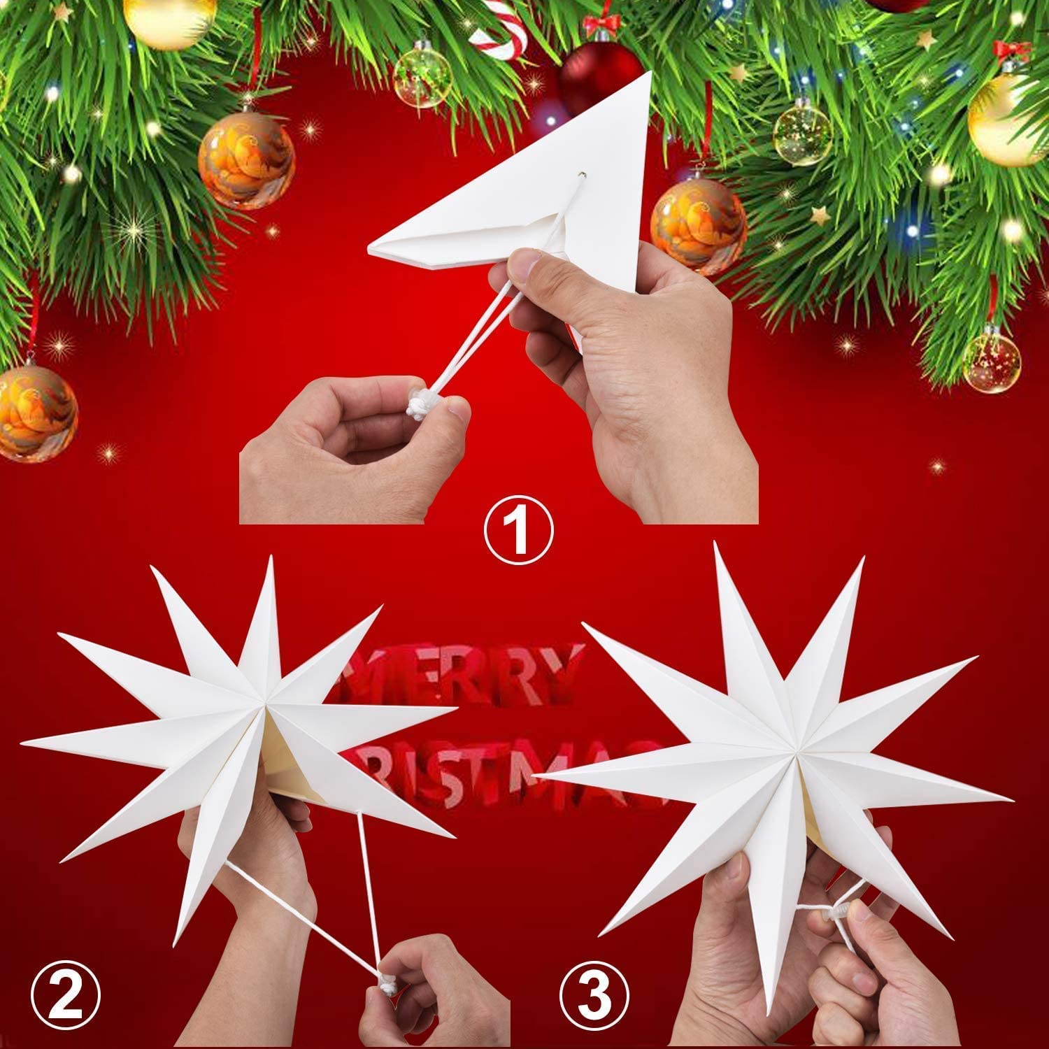 Amazon.co.jp: 折り紙 立体 星 ぶら下げ飾り ガーランド 30cm